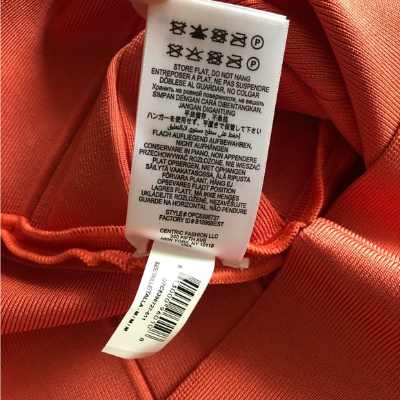 Herve Leger Paris Asymmetrical Mini Dress in Coral Peach Size M - Picture 11 of 13